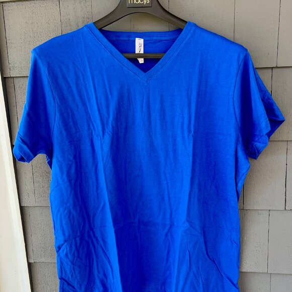Marky G Apparel Blue Women's Tee Cotton/Poly V-Neck Size 2XL NWT - Picture 1 of 3